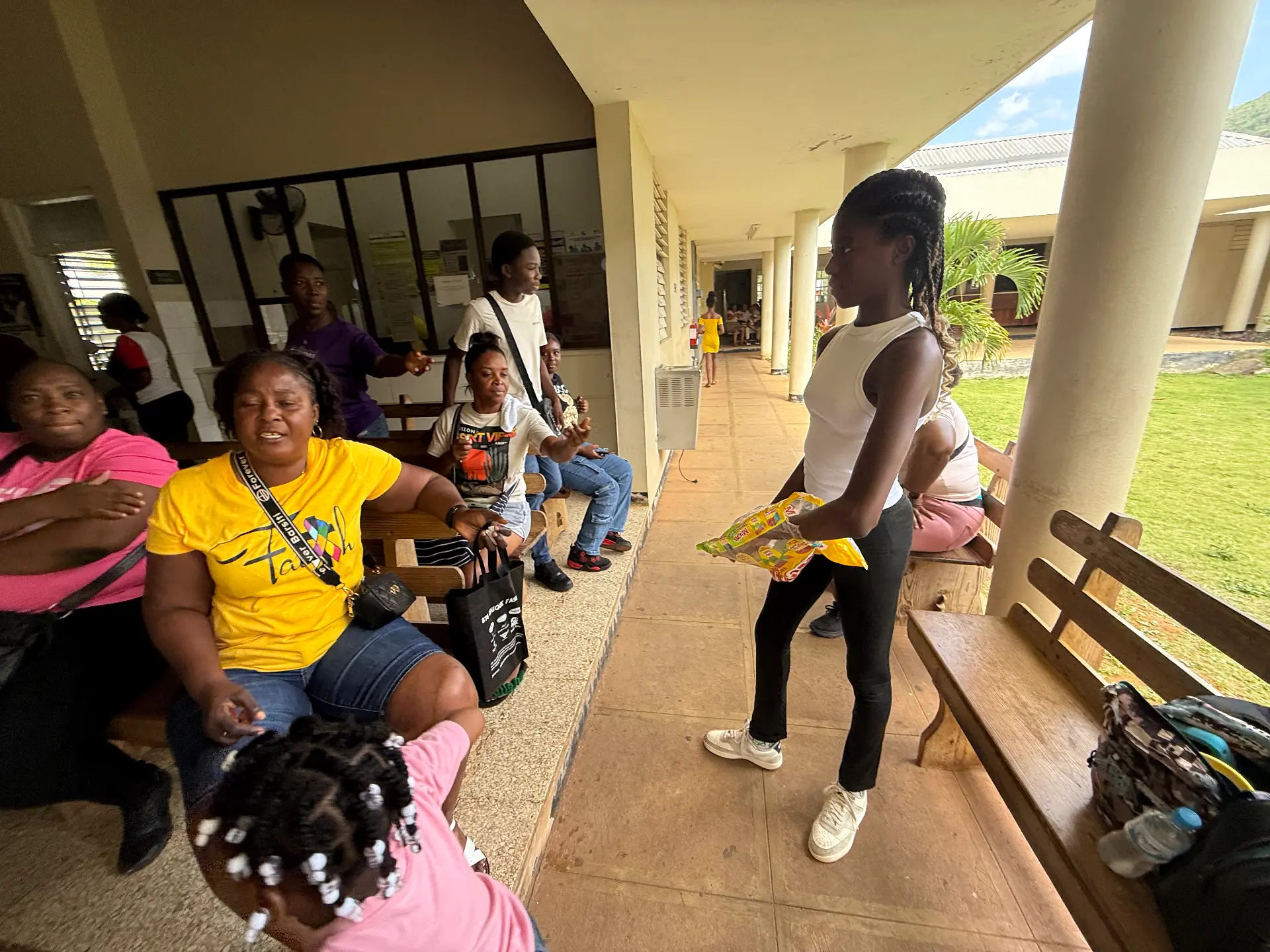 Volunteers and nurses preparing screening stations at the Porus health fair