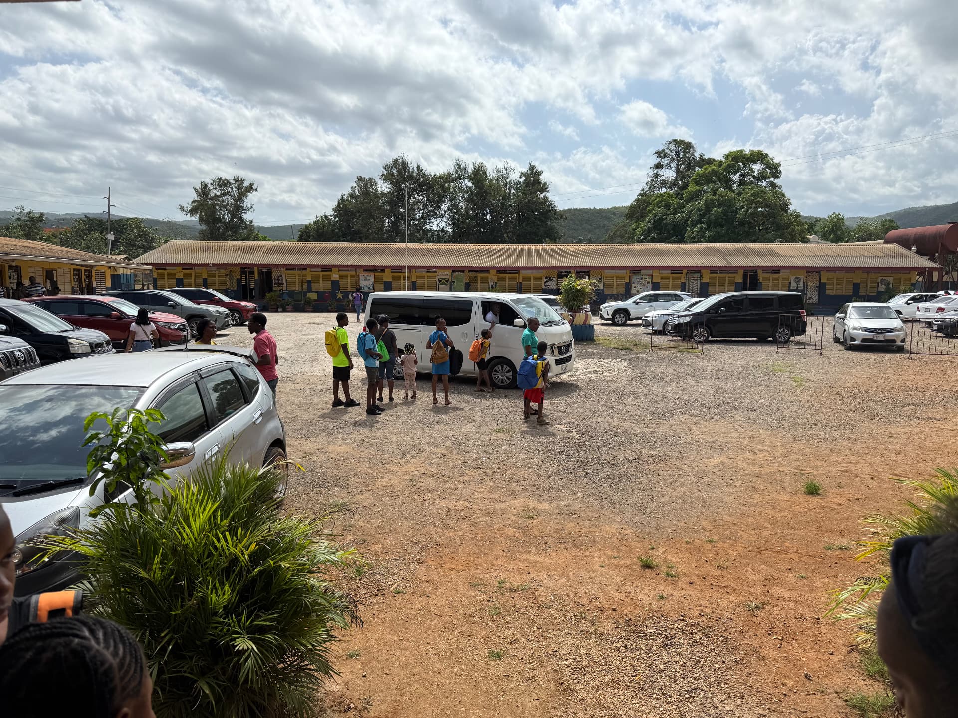 Students gathering at the Porus market square